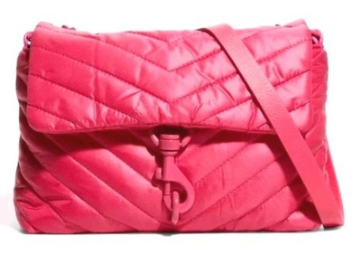 Rebecca Minkoff Edie - Chevron Quilted Nylon Jumbo Flap Crossbody Bag Hot Pink