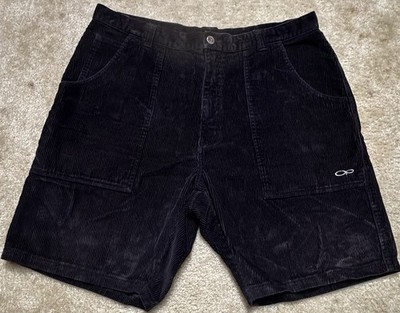 VTG Ocean Pacific OP Shorts Mens 38 Black Corduroy 90s Y2K Baggy
