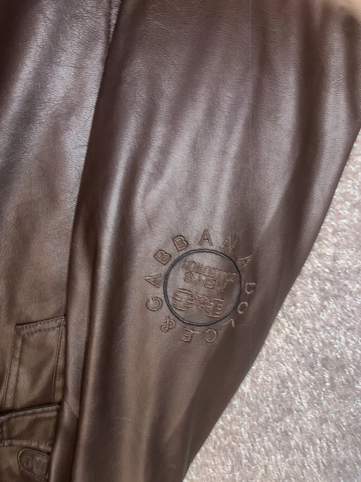 Chaqueta de cuero sintético marrón GRANDE para hombre con cremallera completa D&G by Dolce & Gabbana Foto 3 de 4