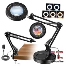 12X Magnifying Glass with Light and Stand,5 Color 9 Levels Dimmable