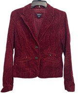 American Eagle Outfitters Red Corduroy Blazer With Sequins Womens M/M