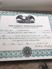 Unique 1985 West FAMILY HERITAGE Genealogy Book Family Tree Chart Certificate