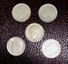Lot of (5) 90% Silver Roosevelt Dimes - Mixed Dates