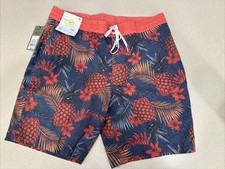 Goodfellow Co Men's Board Shorts Swim Trunks Pocket, Coral Orange Tropic 36