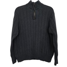 Vtg 90s GEOFFREY BEENE L Quarter Zip Mock Neck Ribbed Sweater Hong Kong Classic