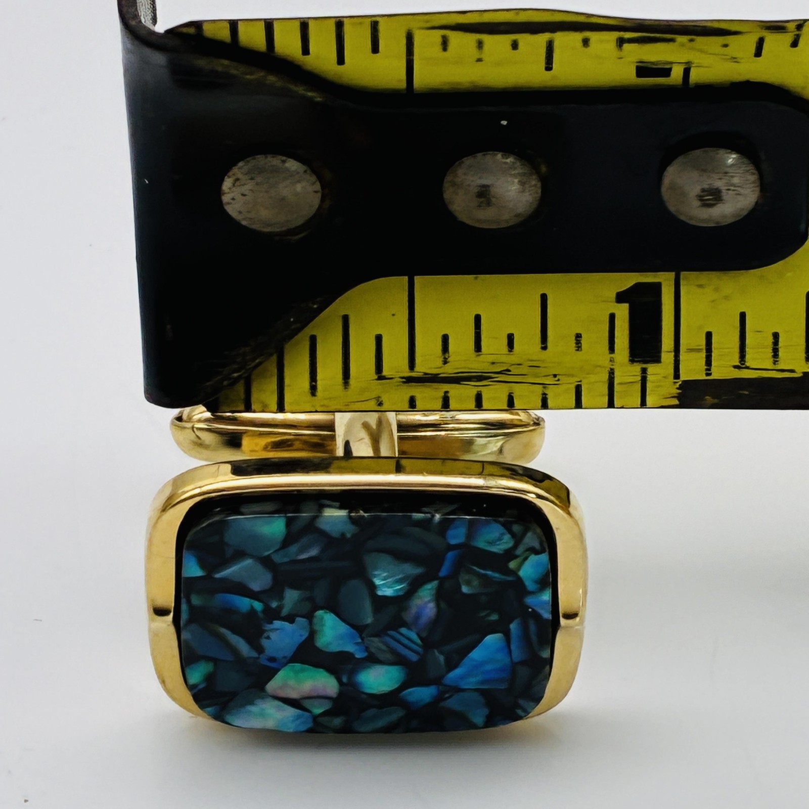 Gold Tone Shell Cufflinks Mens Rectangular Bullet… - image 6