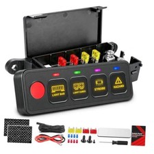 Switch Panel, Niwaker Universal Circuit Relay Fuse Control Box with 4 Gang