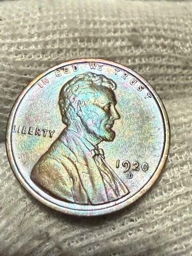 1920-D Lincoln Wheat Penny Cent - Gem AU+ Red Toned Nice Color WOW
