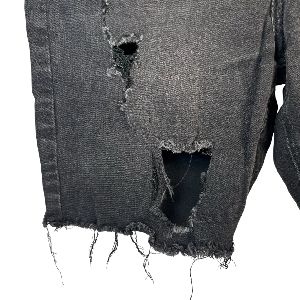 Forever 21 черный джинсовой ткани состаренный Бермуды шорты эластичной панк гранж размер 27 - Изображение 4 из 4