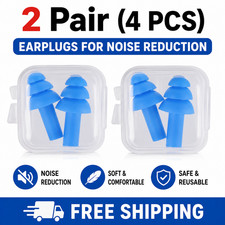 2 Pairs of Reusable Soft Silicone Earplugs Swimming Sleeping Noise Reduction
