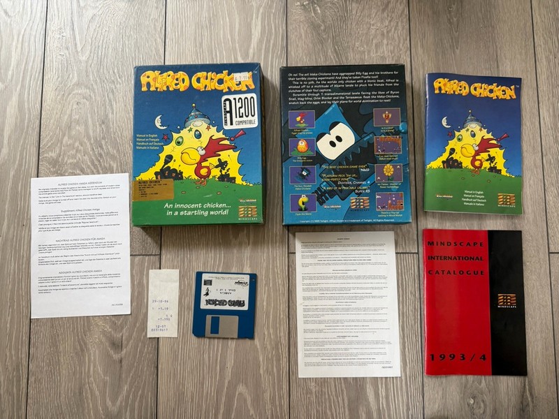 Commodore Amiga Alfred Chicken Vintage Big Box Game - Complete Including Receipt
