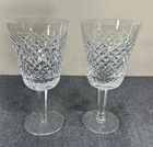 Two Vtg Waterford Crystal Water Goblets Glasses Alana Pattern Ireland 7” Read*