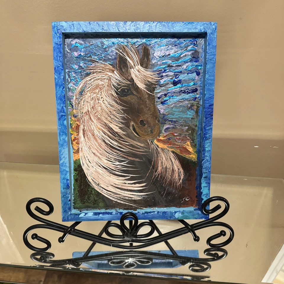 Astudio4jc Abstracto Caballo Acrílico Pintura Panel Madera 11x14 - JC Original-305 Foto 2 de 4