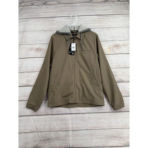 Volcom Warren Jacket Mens Size Small Brown Hooded Full Zip A1531700 NEW - product listing photo