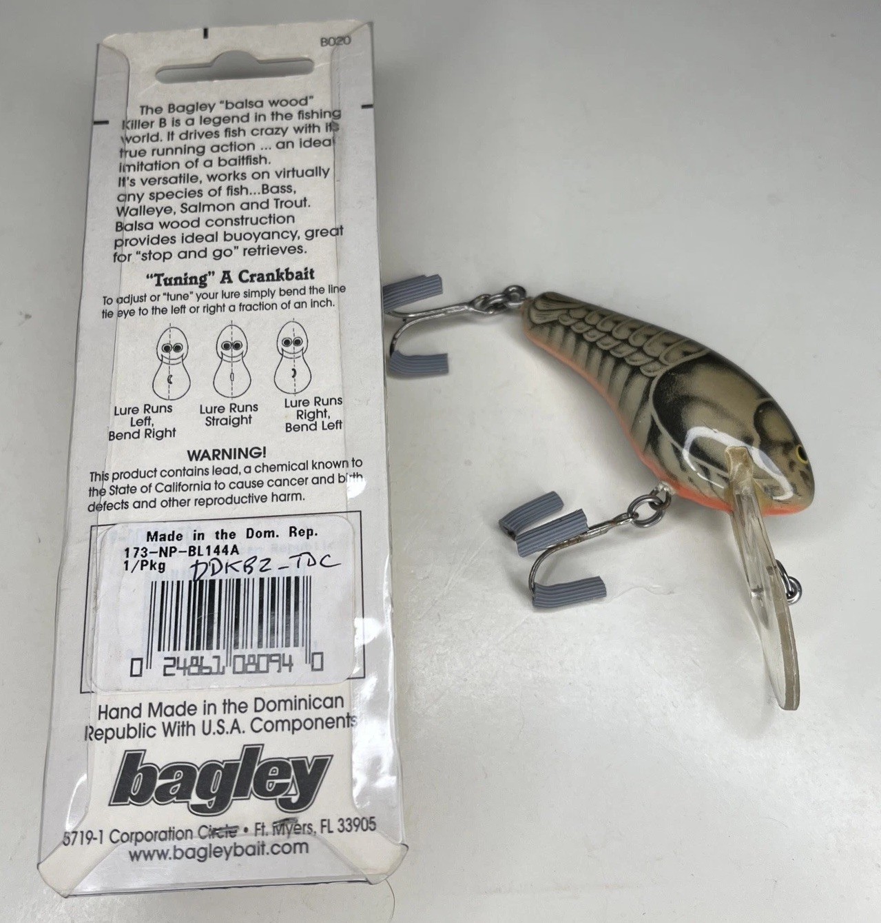 Vintage BAGLEY’S “Kill’r B2” Lure, Tuff Color! (Tru-Life Dk.Craw) NearMint w/BOX