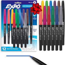 New Wet Erase Markers Assorted 12 Ultra Fine Tip Fast Shipping