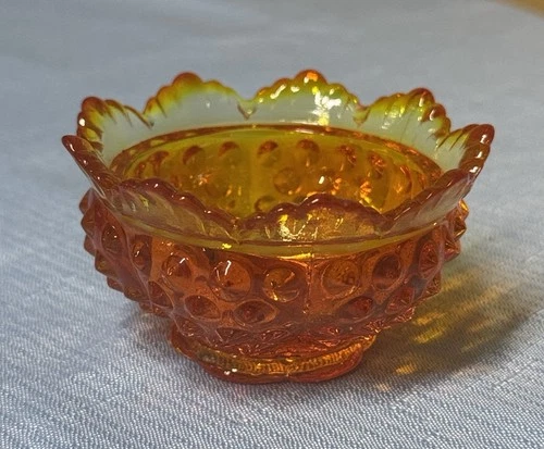 Fenton Cadmium Glow Amberina Glass Hobnail Fairy Lamp BOTTOM ONLY 3.25” diameter