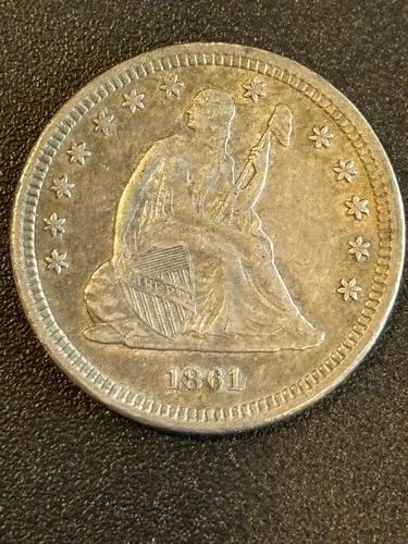 1861 Seated Liberty Quarter 25c