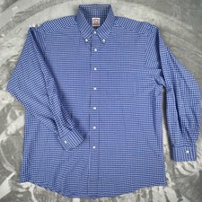 Vintage Brooks Brothers Shirt Mens 16 4 Blue Check Plaid All Cotton Button Down