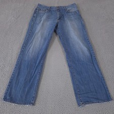 Lucky Brand Jeans Mens 36x32 Blue Relaxed Straight High Rise Light Wash Denim