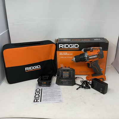 #ad Ridgid R860010K 18V 1 2quot; Drill Driver Kit W 2.0 Ah Battery Charger amp; Case $74.99
