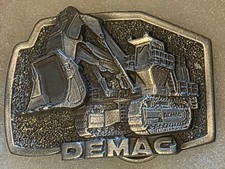 Vintage Metal Belt Buckle, Demac, Heavy Equipment, Excavator, Bulldozer, Tracks
