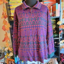 Vintage Sostanza Pullover Sweater Bold Pattern Great For Holidays Sz Large