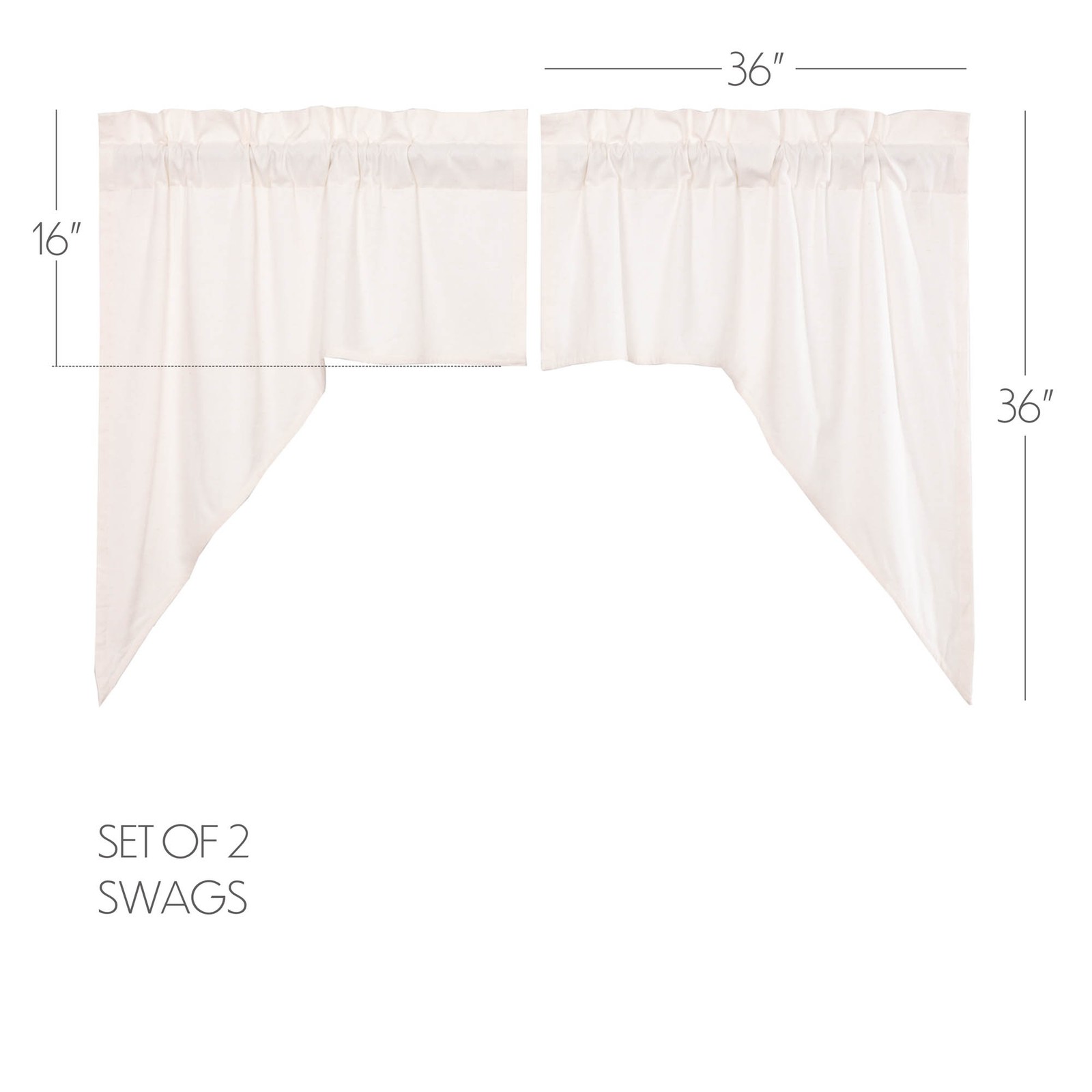 Simple Life Flax Antique White Set (2 Swag 36x16 ; 2 Tier 24x36) VHC Brands