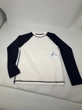 Crewcuts UPF 50 Rash Guard Swim Shirt for boys NWT sz XS 4-5 ivory/navy