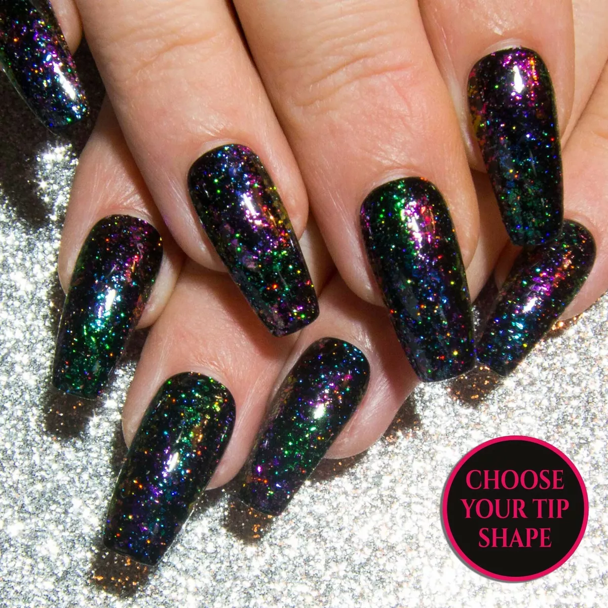 Rainbow glitter nails deals