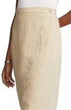 Polo Ralph Lauren Dana Linen Wrap Midi-Skirt In Color Sand size 6 NEW With tag