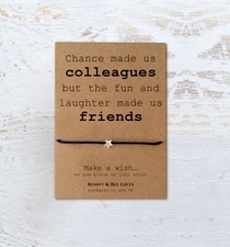 Work Colleague Wish Bracelet & Message Card Leaving For a New Job Office Bestie