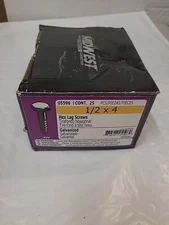 NEW MIDWEST BOX (25) 1/2" X 4" GALVANIZED HEX LAG SCREWS BOLTS 05596