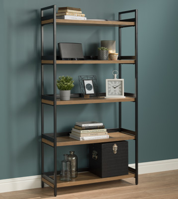 Modernes industrielles Bücherregal/Regal mit 5 Ebenen Eiche Optik 1750 mm Höhe 