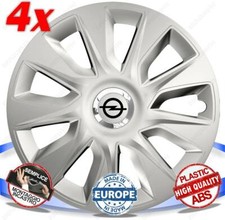 SET 4 BORCHIE RUOTA COPRI CERCHI CALOTTE 15 STRATOS SILVER PER OPEL CORSA