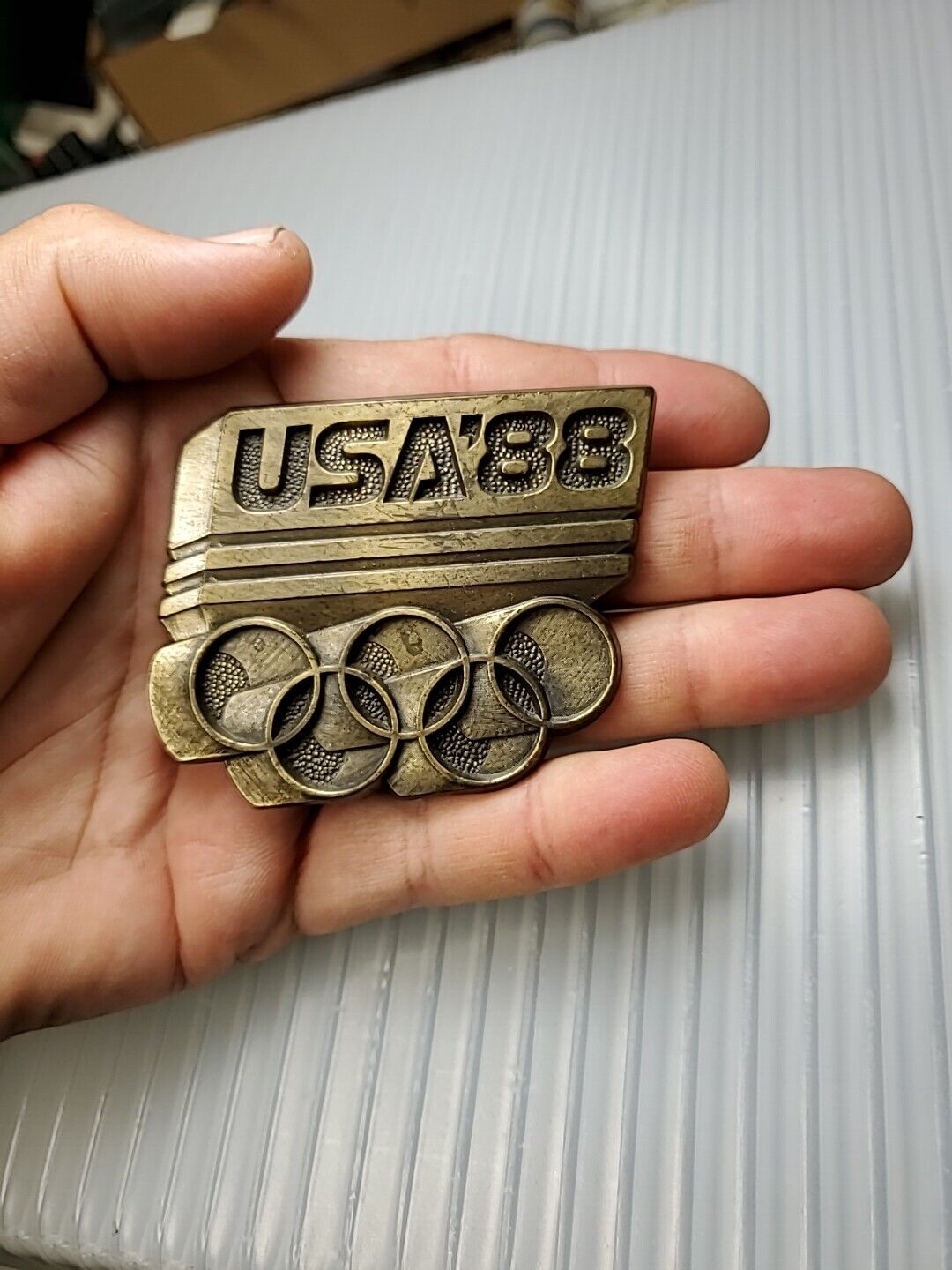 1988 Vintage USA '88 Olympics Belt Buckle - image 2