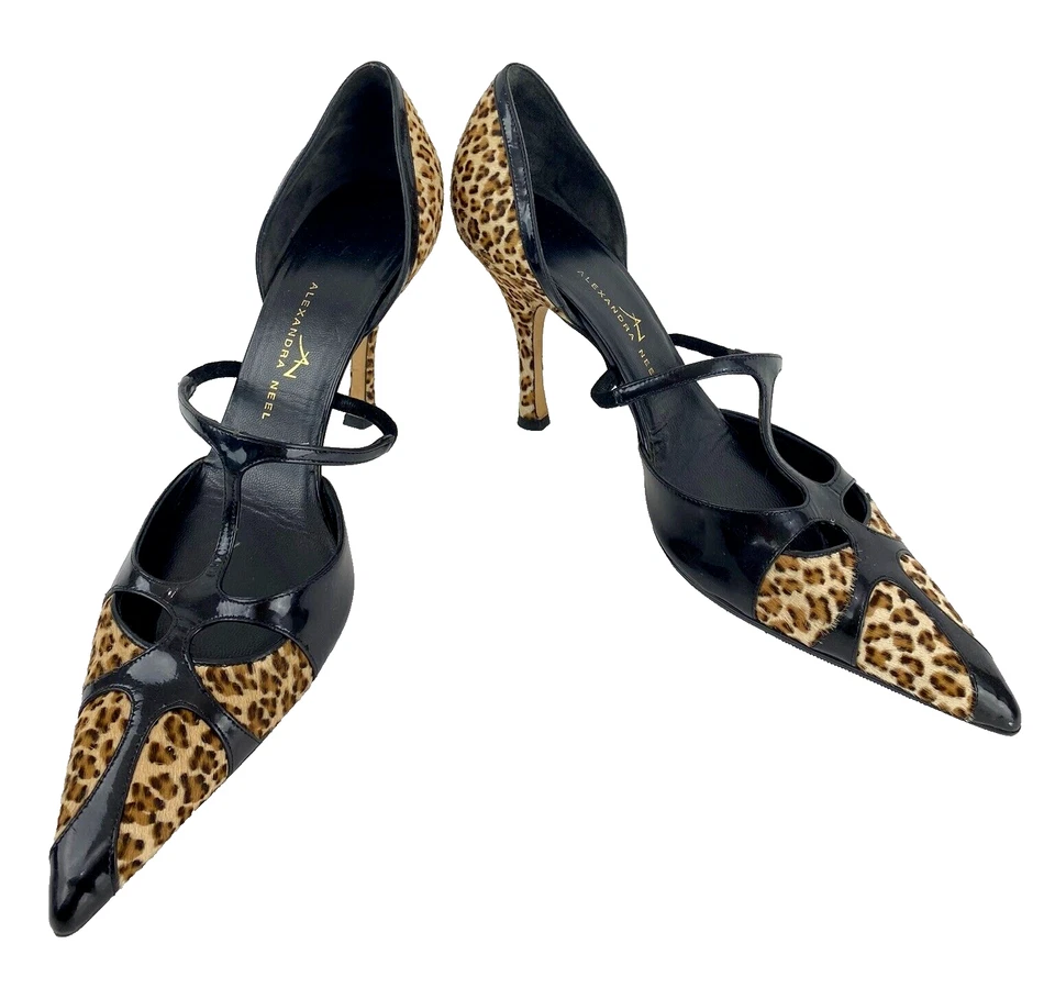 Alexandra Neel 豪华皮革高跟鞋女式 39 码设计师高跟鞋 8.5 意大利鞋 — 第 2/4 张图片
