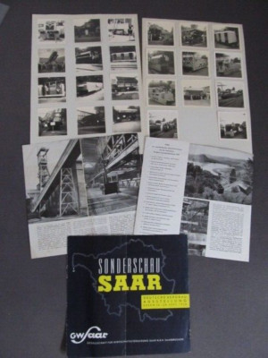 Deutsche Bergbau-Ausstellung Essen 1958, Sonderschau Saar & 22 Fotos, RARITÄT !