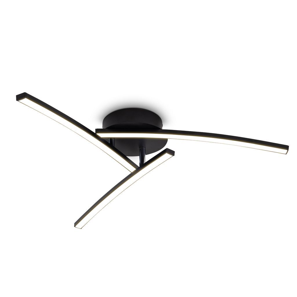 Plafonnier LED 15W noir à 3 spots orientables blanc chaud pour éclairage de salon
