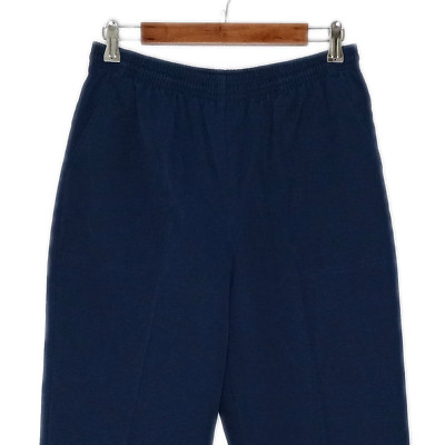 KORET womens elastic waist pull on pants size 12 navy blue solid tapered canvas