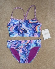 New Girls Dolfin Uglies Swimsuit Sz Small Let It Go 2 Piece Bathing Suit Bikini