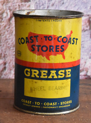 Vintage Coast to Coast Wheel Bearing Grease 1 Lb Oil Tin Advertising Can