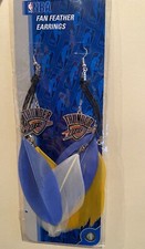 Oklahoma City Thunder NBA Basketball Blue and Yellow Fan Feather Earrings New