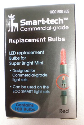 Santa's Best Smart-Tech ECO Smart 100ct 7mm LED Bulbs RED   997009HO  #55