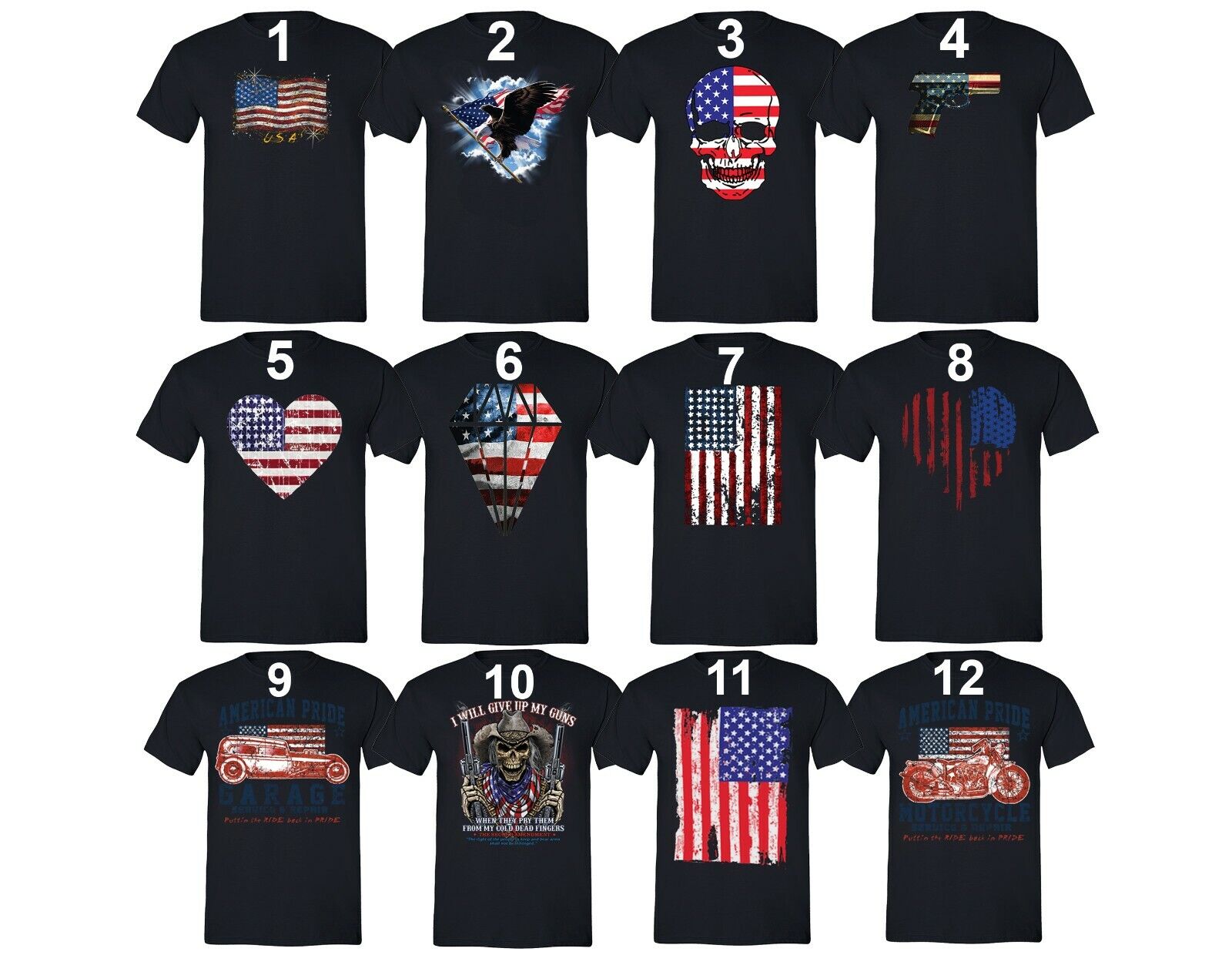 American Flag distressed 4th of July T-shirt Clothing USA Pride Shirt Black