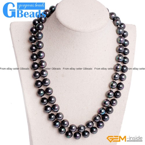 Handmade 10mm Shell Beaded Gemstone Birthstone Long Necklace 36" Free Shipping - Picture 43 of 47