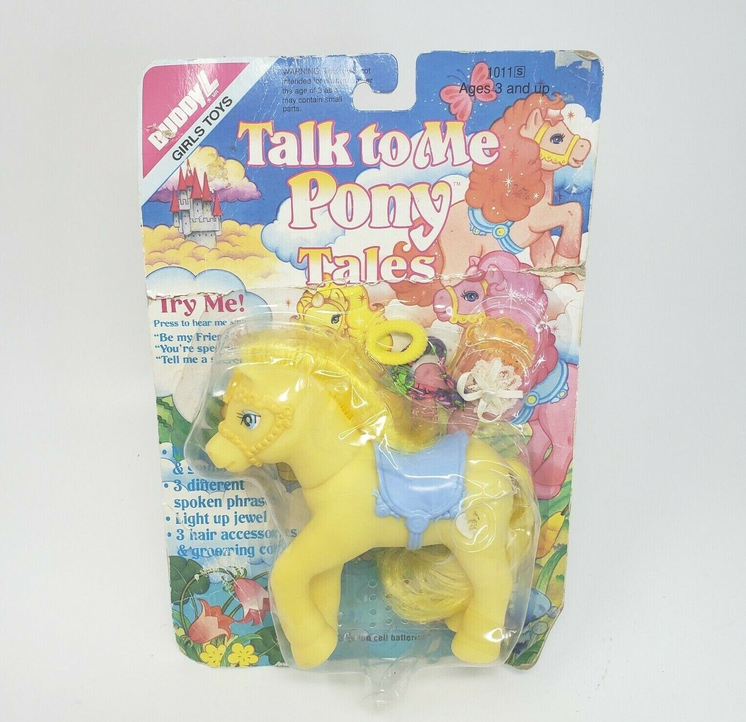 VINTAGE 1991 TALK TO ME PONY TALES SLM BUDDY L YELLOW TALKING MOC TOY  PACKAGE