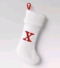 20" Large Wondershop Letter X Cable Knit Stocking, Xmas Monogram Initial White