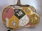 Fall Pumpkin Vtg Material Handsewn Brown Green Yellow 1950 Drapery Real Stem — photo 4