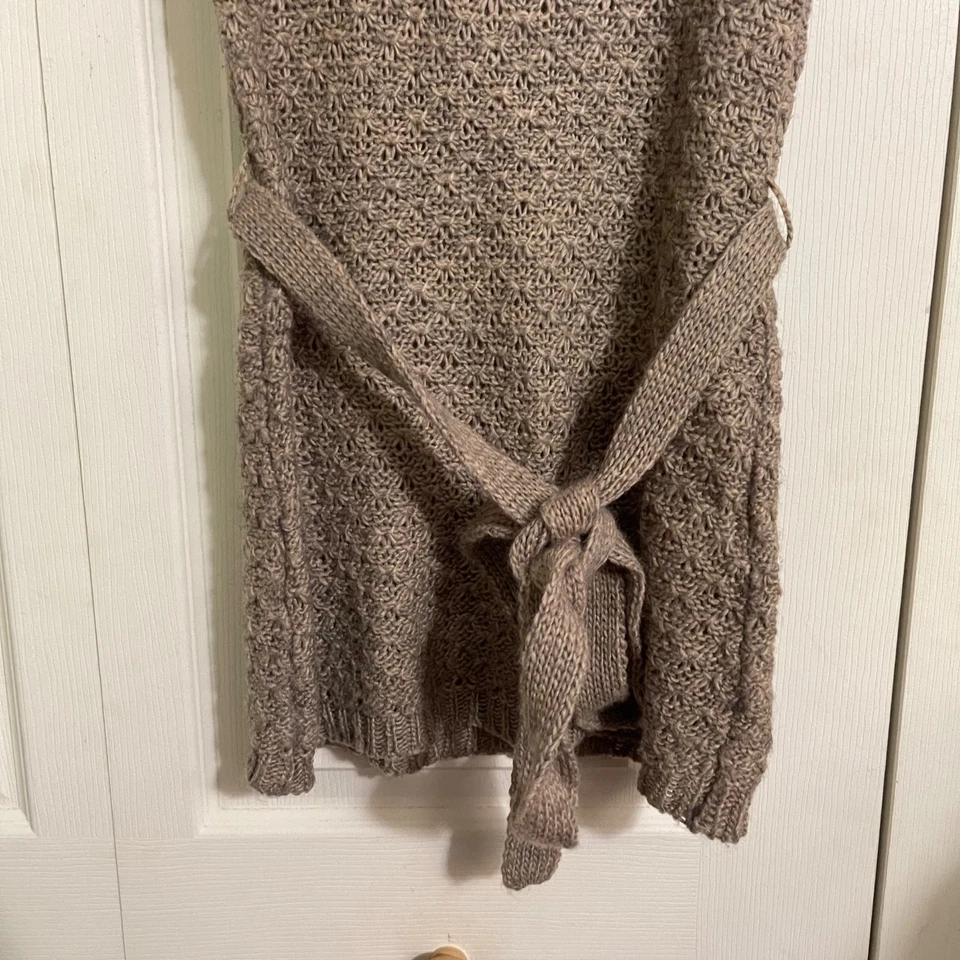 Suéter túnica cinturón cuello capucha mezcla lana Y2K color tostado para mujer Charlotte Russe pequeño Foto 4 de 4